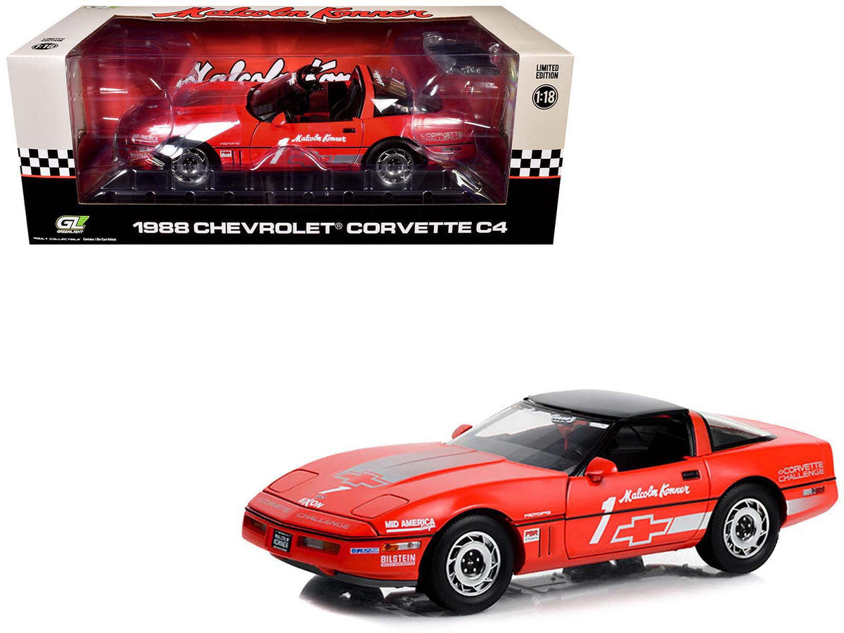 1988 Chevrolet Corvette C4 #1 Malcolm Konner "Corvette Challenge Race Car" Red with Black Top 1/18 Diecast Model Car by Greenlight Greenlight