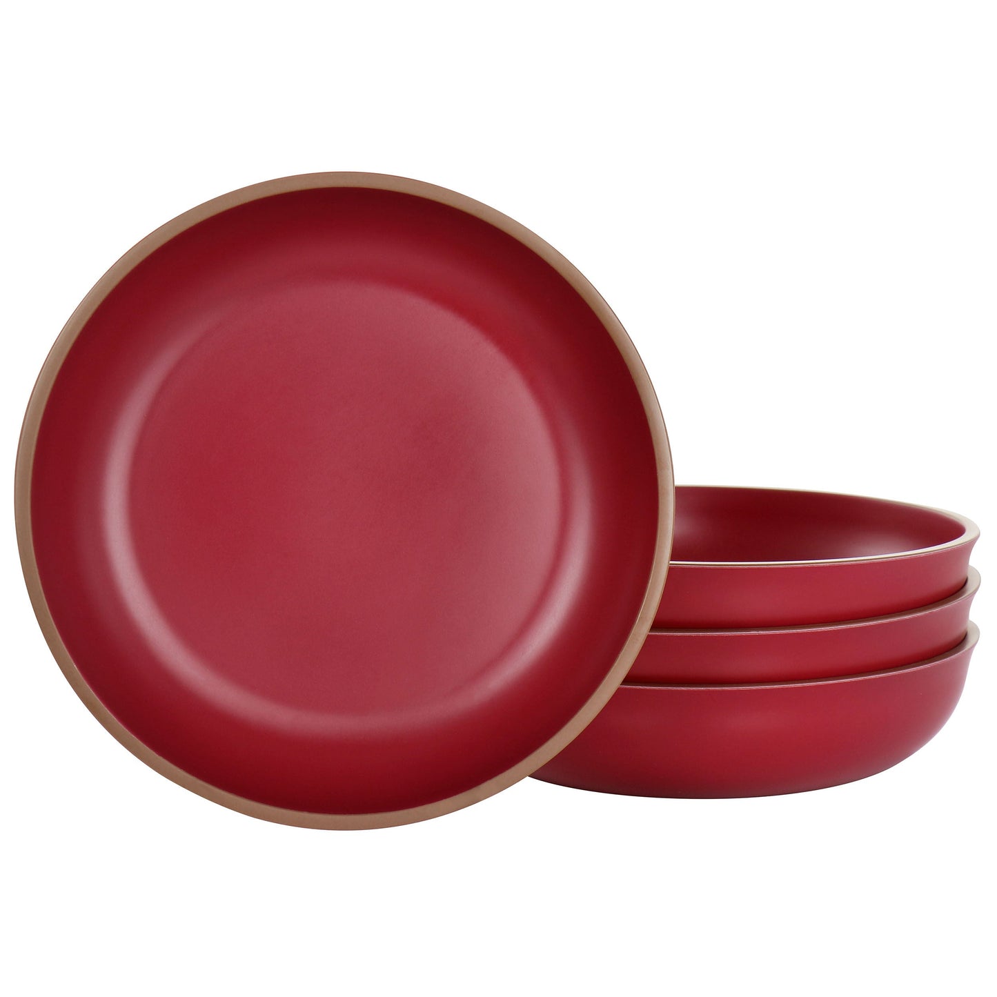 Gibson Home Rockabye 4 Piece Melamine Dinner Bowl Set in Dark Pink W2B