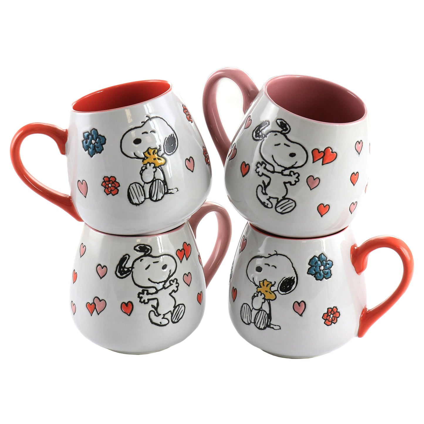 Peanuts 4 Piece 20 Ounce Stoneware Wax Relief Cup Set in 2 Assorted Designs W2B