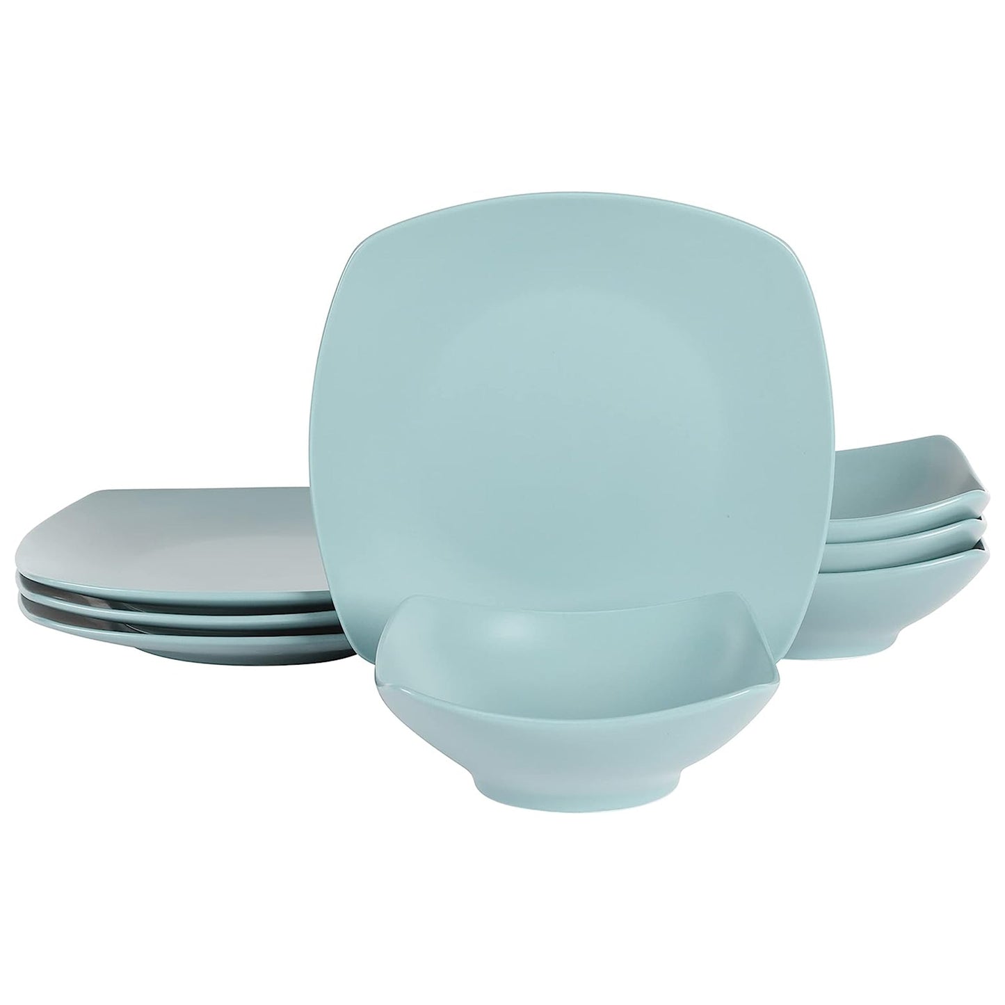 Gibson Home Zen Buffetware 8 Piece Fine Ceramic Dinnerware Set In Matte Arctic Blue W2B