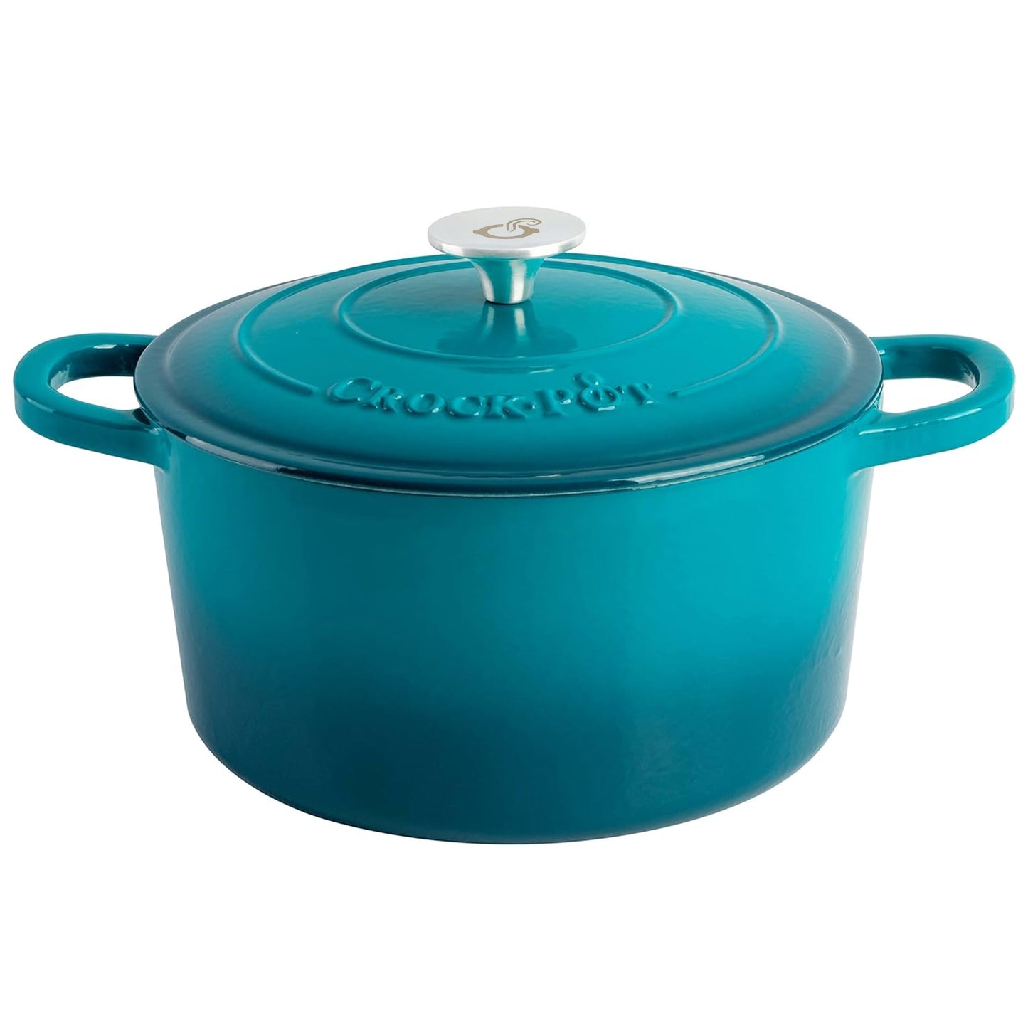 Crockpot Artisan 7 Quart Round Enameled Cast Iron Dutch Oven with Lid in Teal W2B