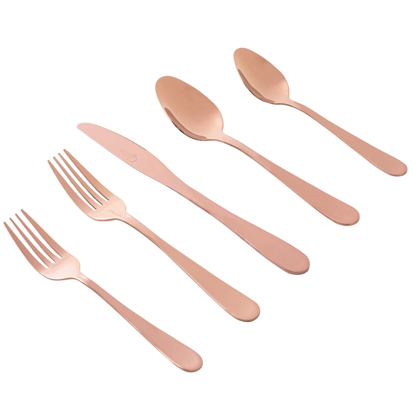 Gibson Home Stravidia 20 Piece Flatware Set in Rose Gold Stainless Steel W2B