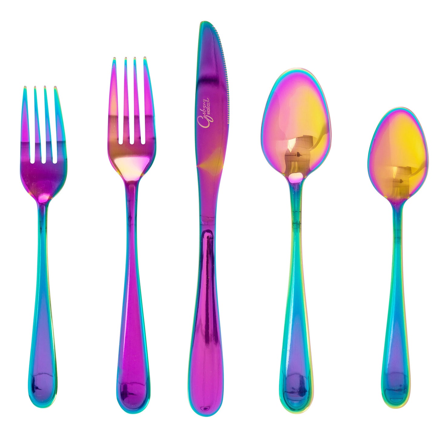 Gibson Home Stravidia 20 Piece Flatware set in Rainbow Stainless Steel W2B