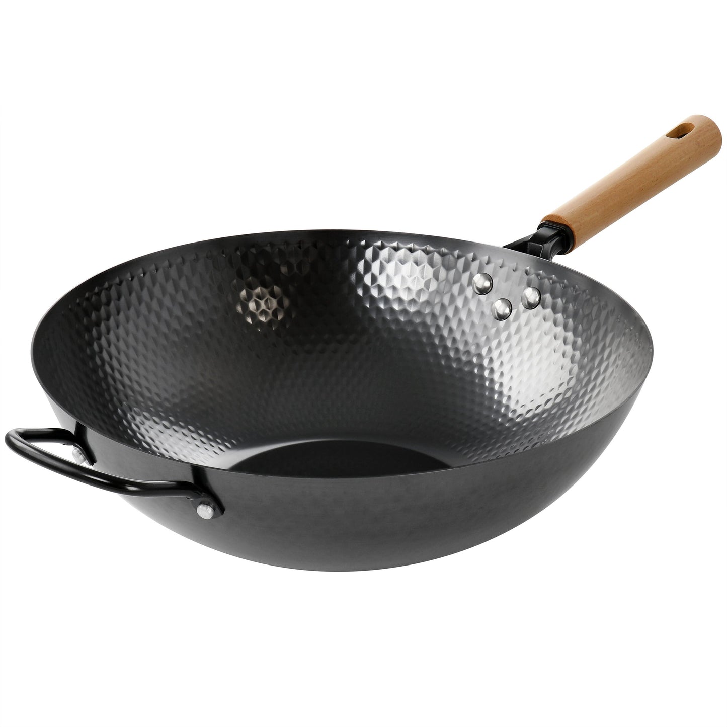 Oster Bressler 13.5in Nonstick Carbon Steel Wok with Wooden Handle W2B