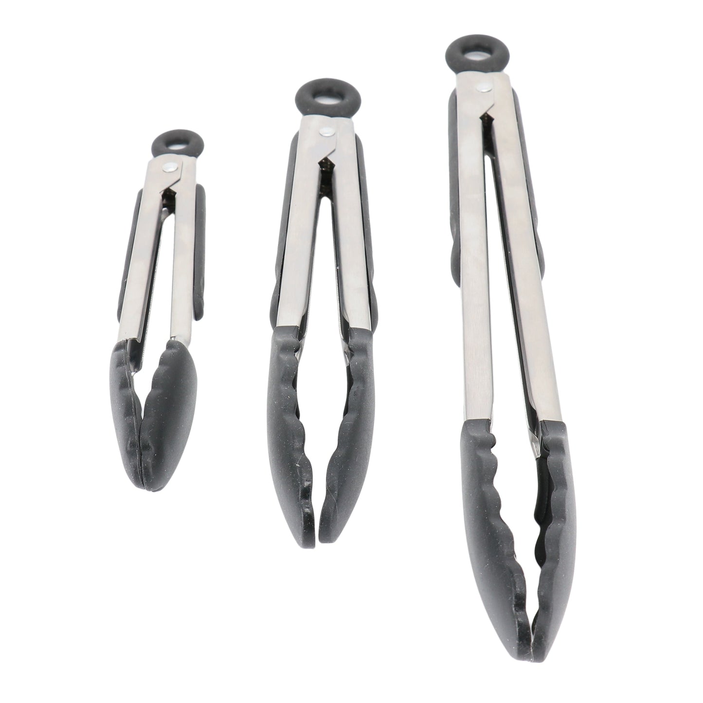 Oster Baldwyn 3 Piece Stainless Steel Kitchen Tongs Set in Black W2B