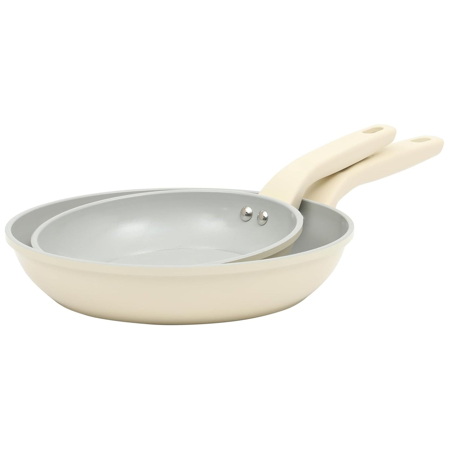 Gibson Home Barnsdall 2 Piece 8 Inch and 10 Inch Nonstick Aluminum Frying Pan Set in Linen W2B