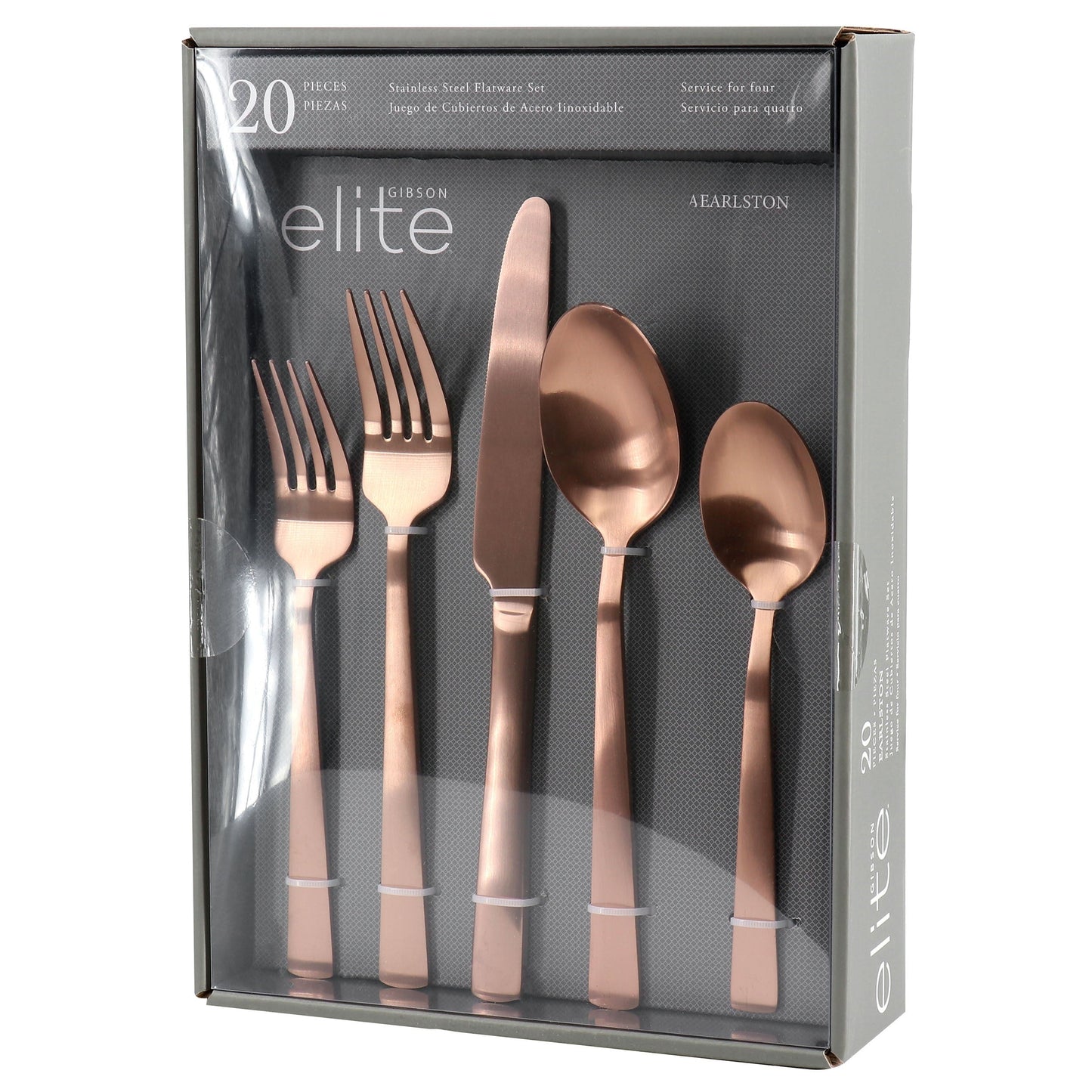 Gibson Elite Earlston 20 Piece Stainless Steel Flatware Set in Bronze W2B