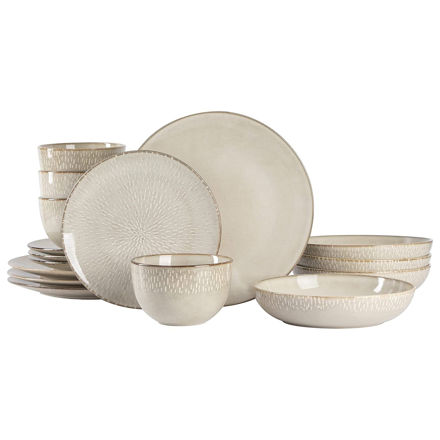 Gibson Elite Matisse 16 Piece Stoneware Dinnerware Set in Cream with Reactive Glaze W2B