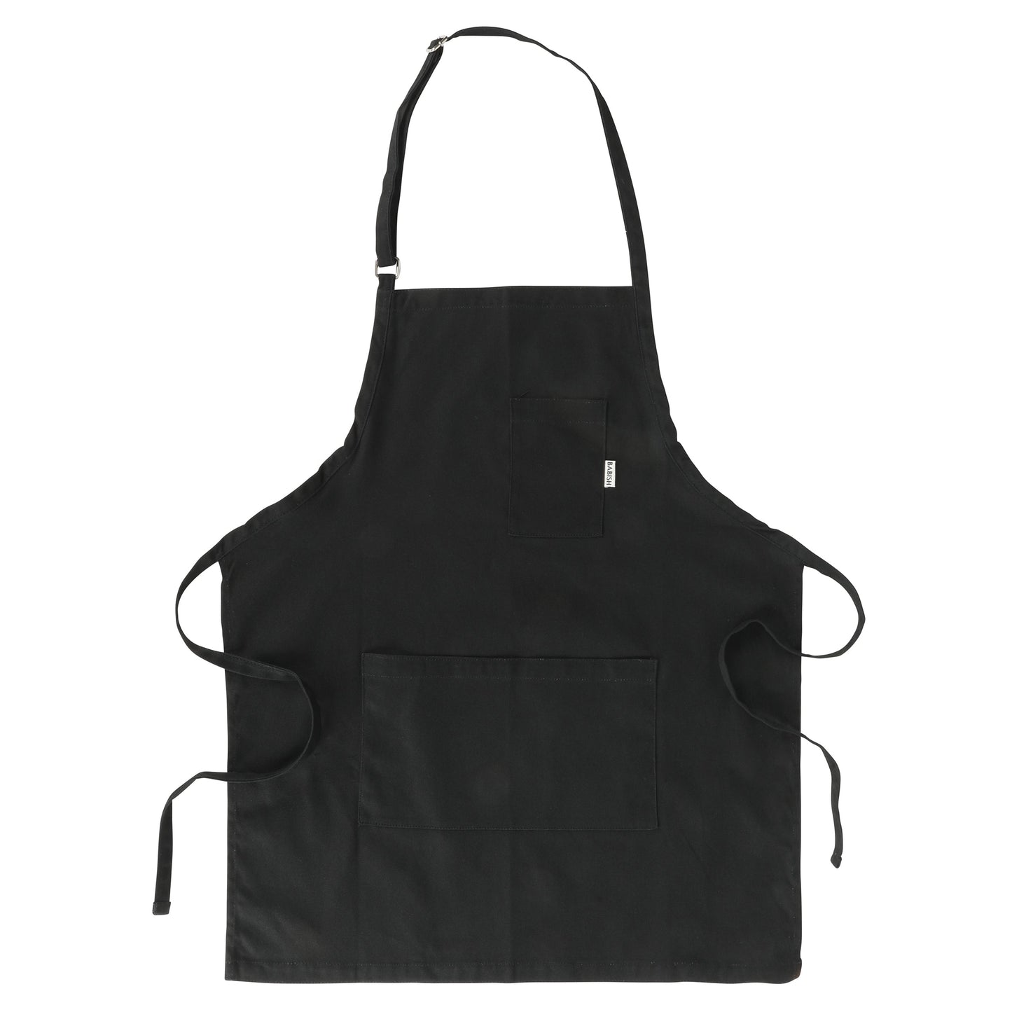 Babish 32 x 27 Inch 100% Cotton Apron With Front Pockets and Adjustable Strap in Black W2B