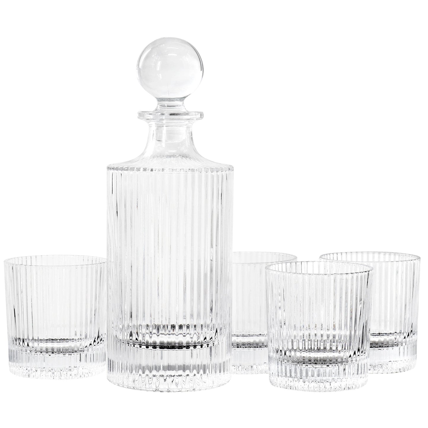Gibson Home Acropolis 5 Piece Decanter and Double Old Fashioned Glasses Set W2B