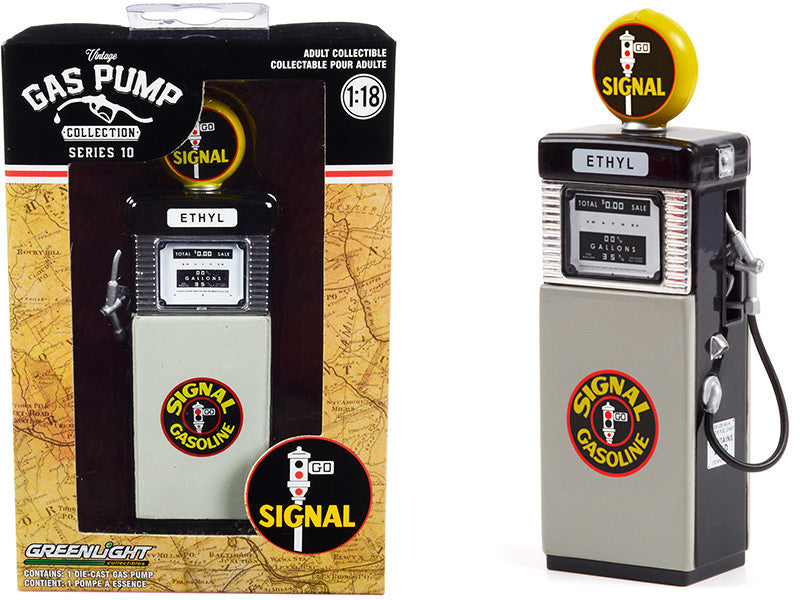 1951 Wayne 505 Gas Pump "Signal Gasoline" Black and Gray "Vintage Gas Pumps" Series 10 1/18 Diecast Model by Greenlight Greenlight