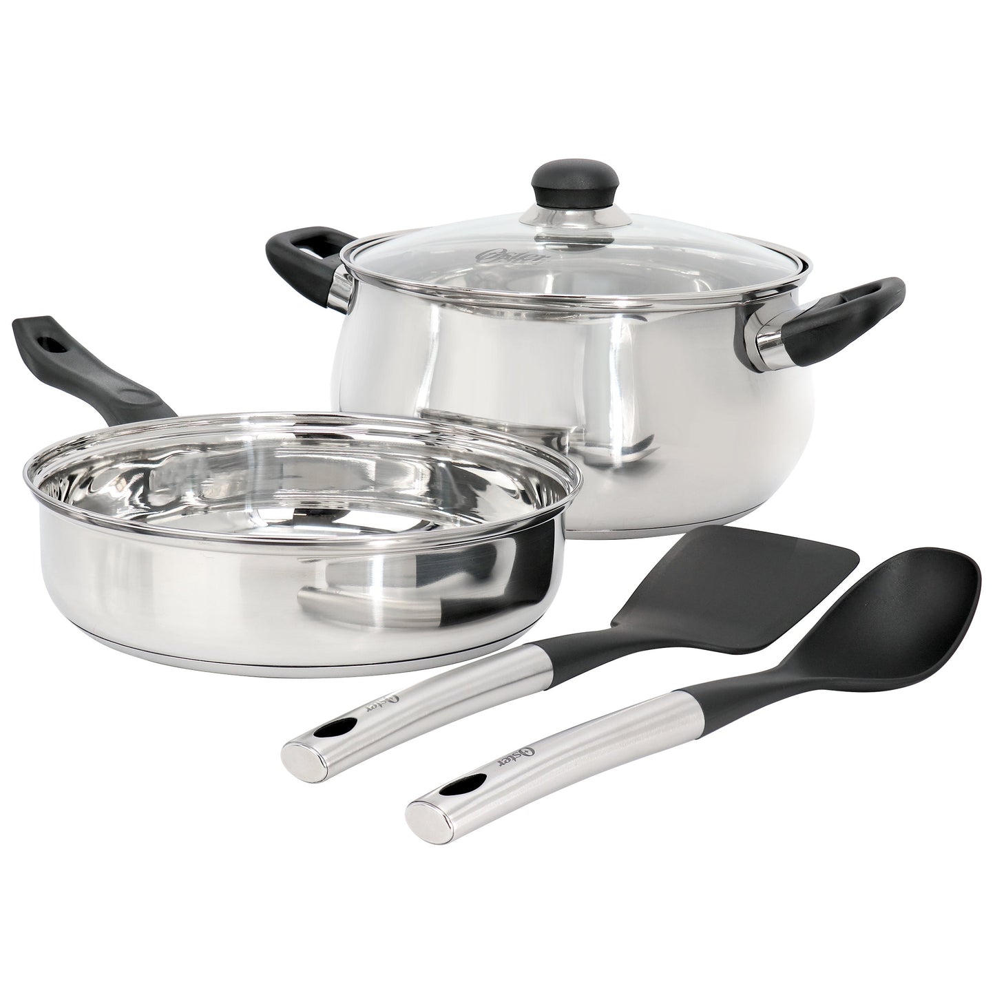 Oster Rametto 5 Piece Belly Shaped Stainless Steel Cookware Set in Silver W2B