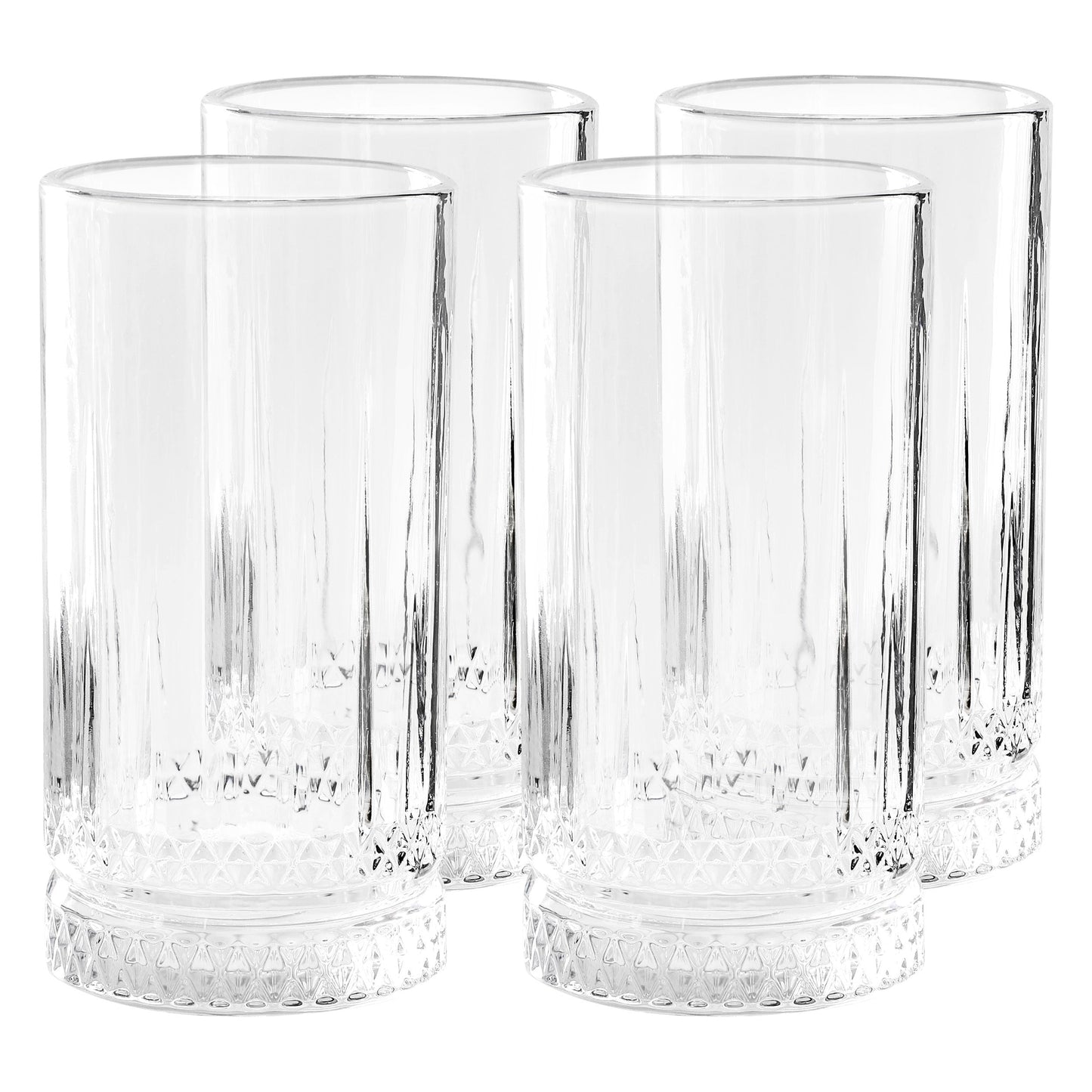 Gibson Home 4 Piece 16 Ounce Iceberg Embossed Glass Tumbler Set W2B
