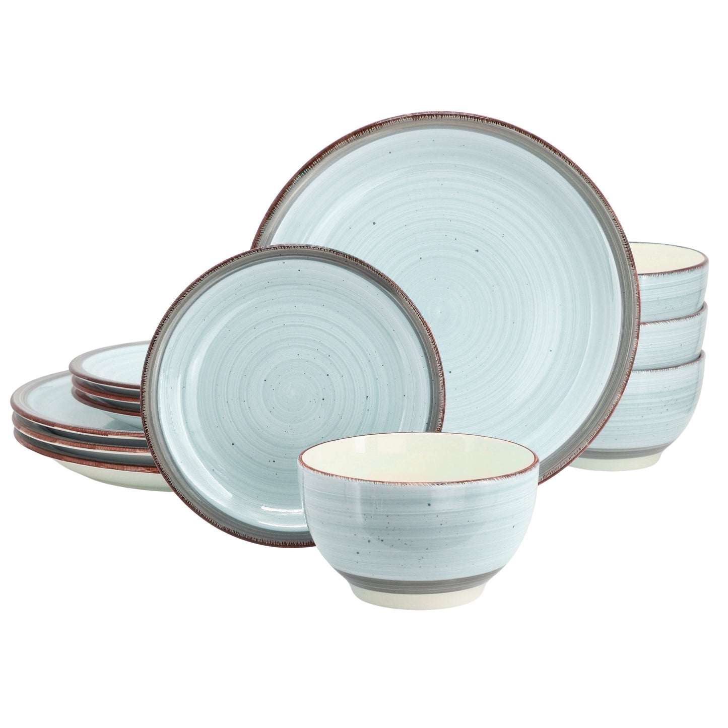 Gibson Home Holcomb 12 Piece Ceramic Dinnerware Set in Light Blue W2B