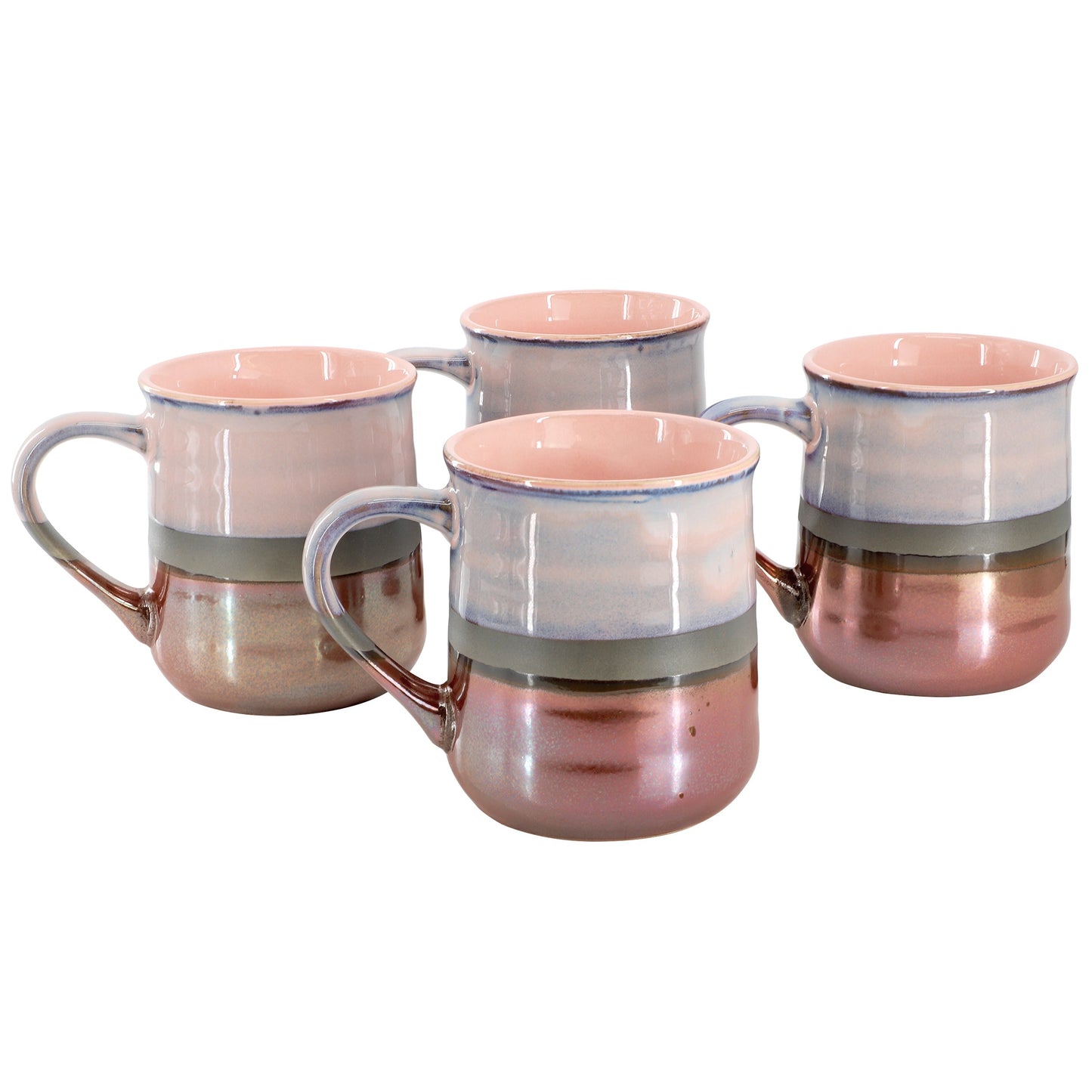 Gibson Home Copper Tonal 4 Piece 18 Ounce Stoneware Cup Set in Mauve W2B