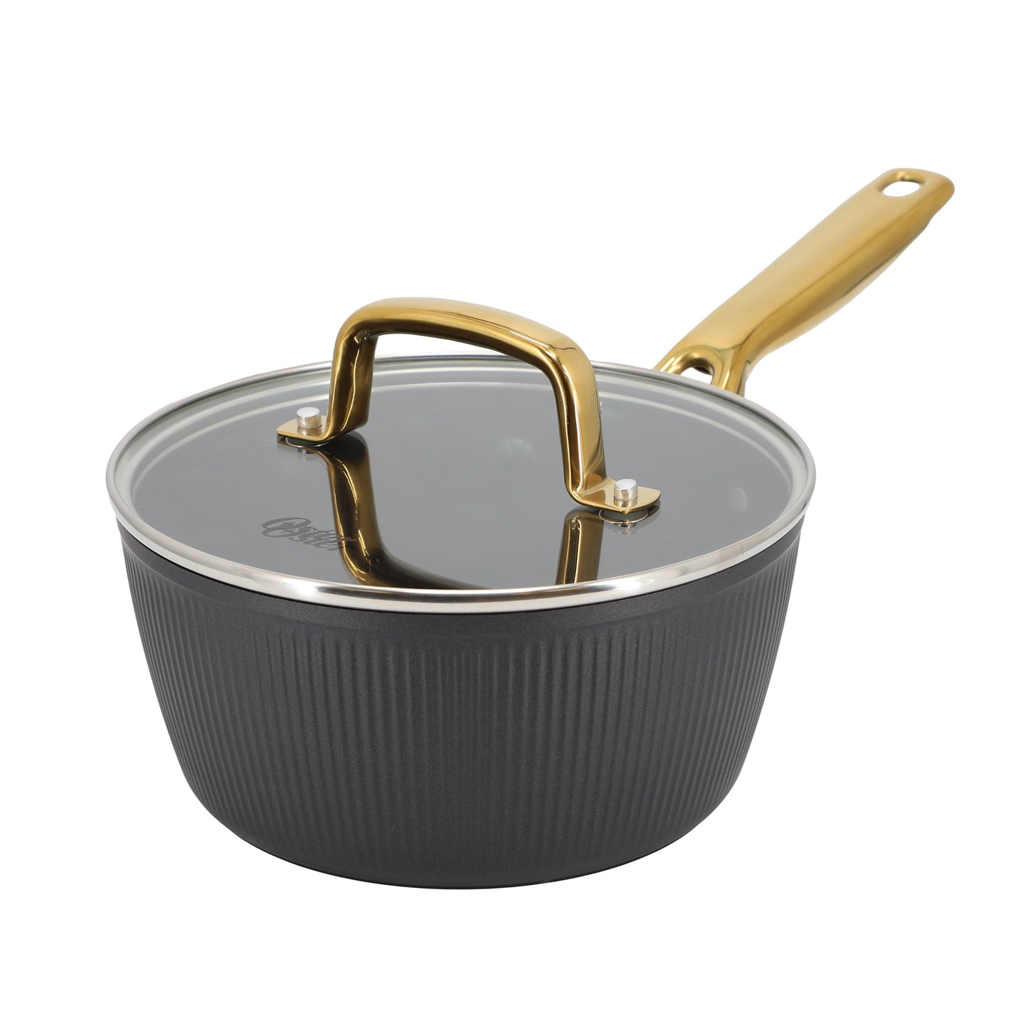 Oster Abbottsford 2.5 Quart Nonstick Aluminum Saucepan with Glass Lid in Black W2B