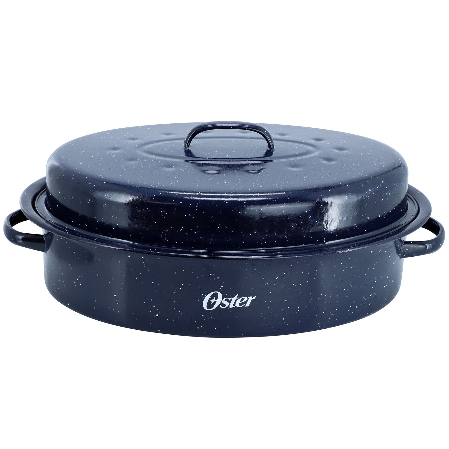 Oster Castillo 16.5 x 13 Inch Enamel on Steel Roaster Pan with Lid in Navy Blue W2B