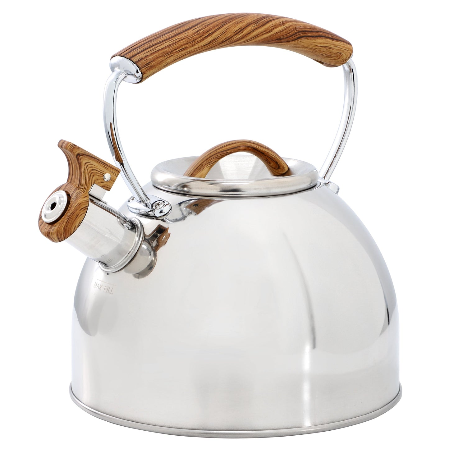 Mr. Coffee Fremont 2 Quart Mirror Polish Stainless Steel Whistling Tea Kettle W2B