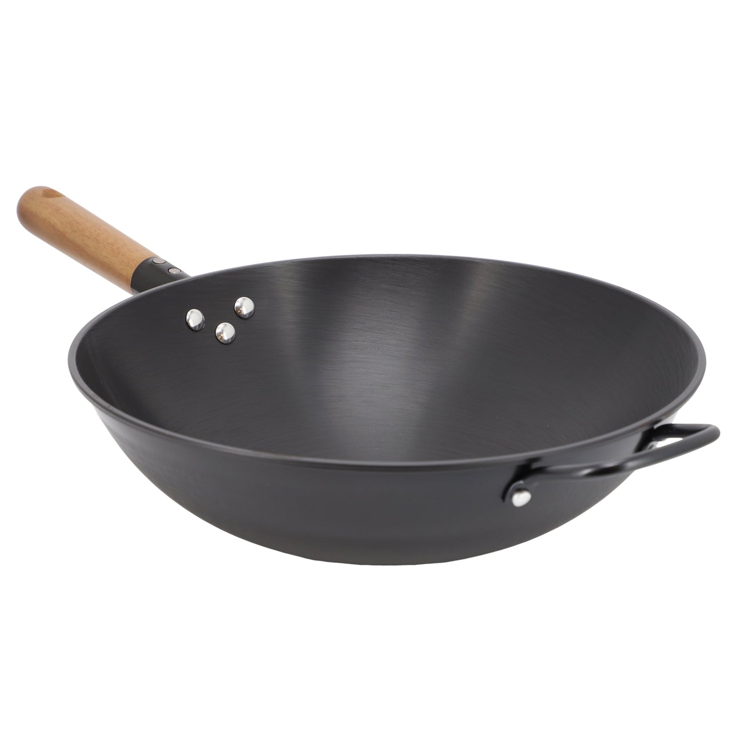 Gibson Home Welton 13.5 Inch Carbon Steel Wok with Wood Handle in Black W2B