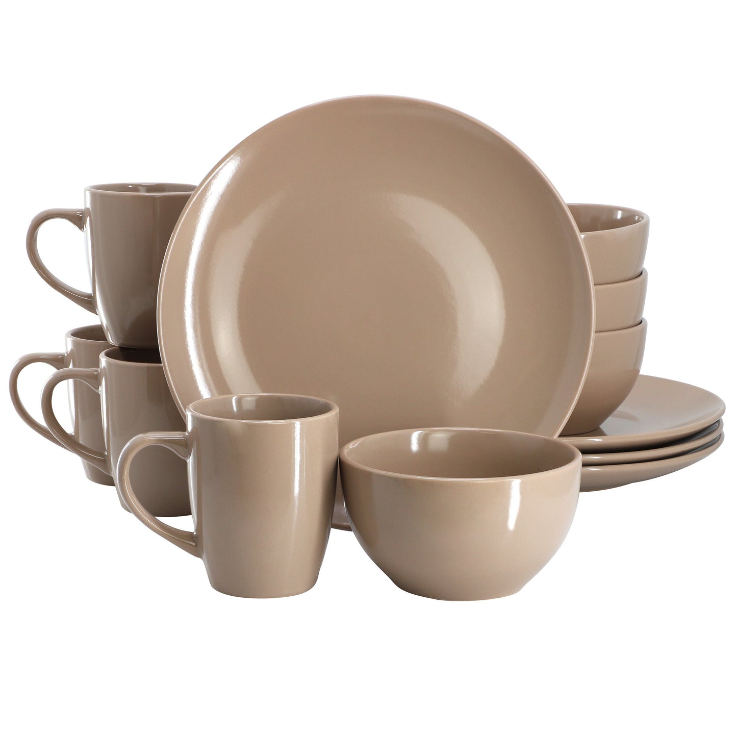Gibson Home Everyday Plus 12 Piece Stoneware Dinnerware Set in Mocha Brown W2B