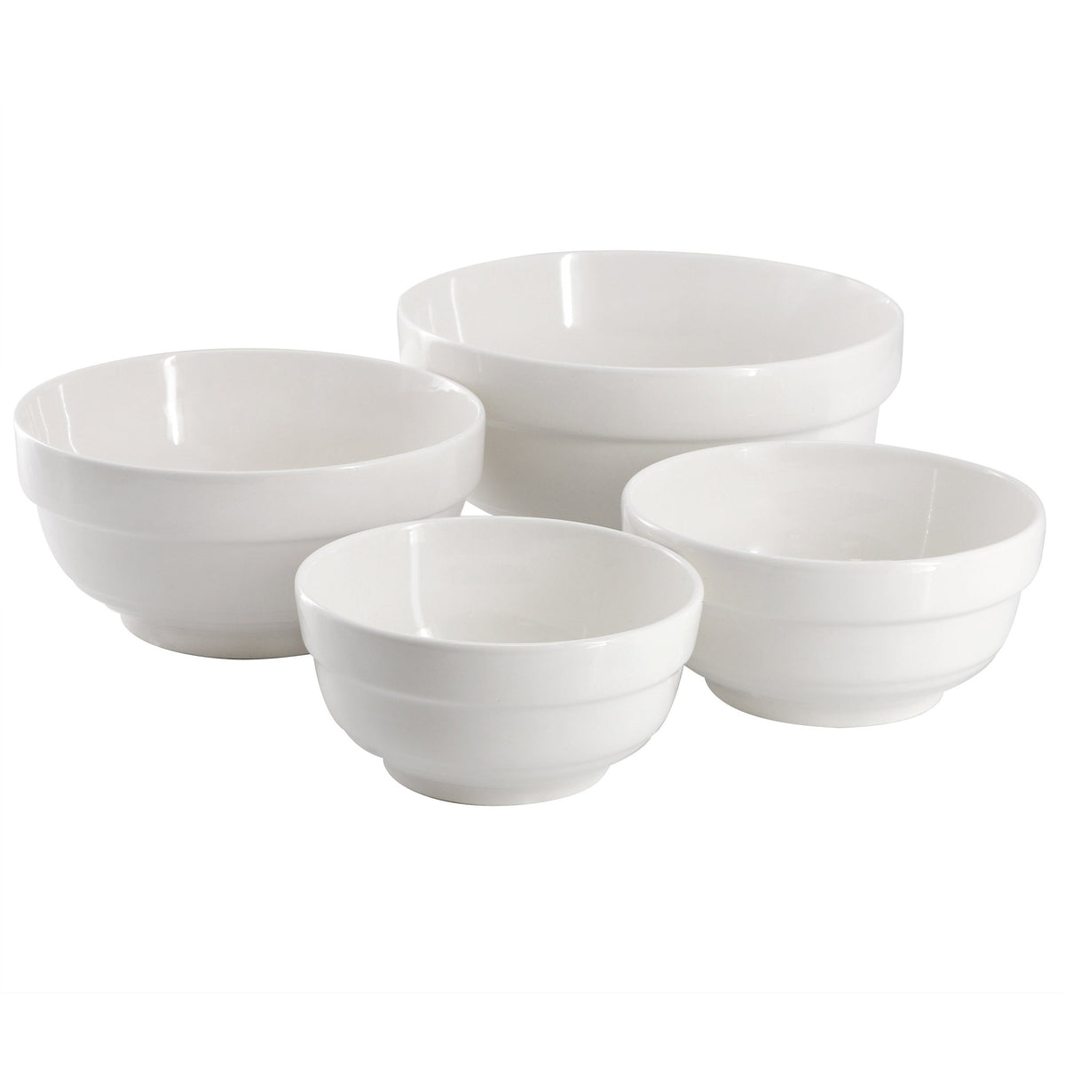 Gibson Home Great Essentials 4 Piece Fine Ceramic Serving Bowl Set in White W2B