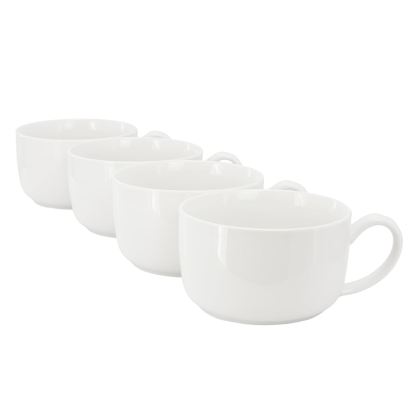 Gibson Home Great Essentials 4 Piece 32.5 Ounce Fine Ceramic Large Latte Mug Set in White W2B