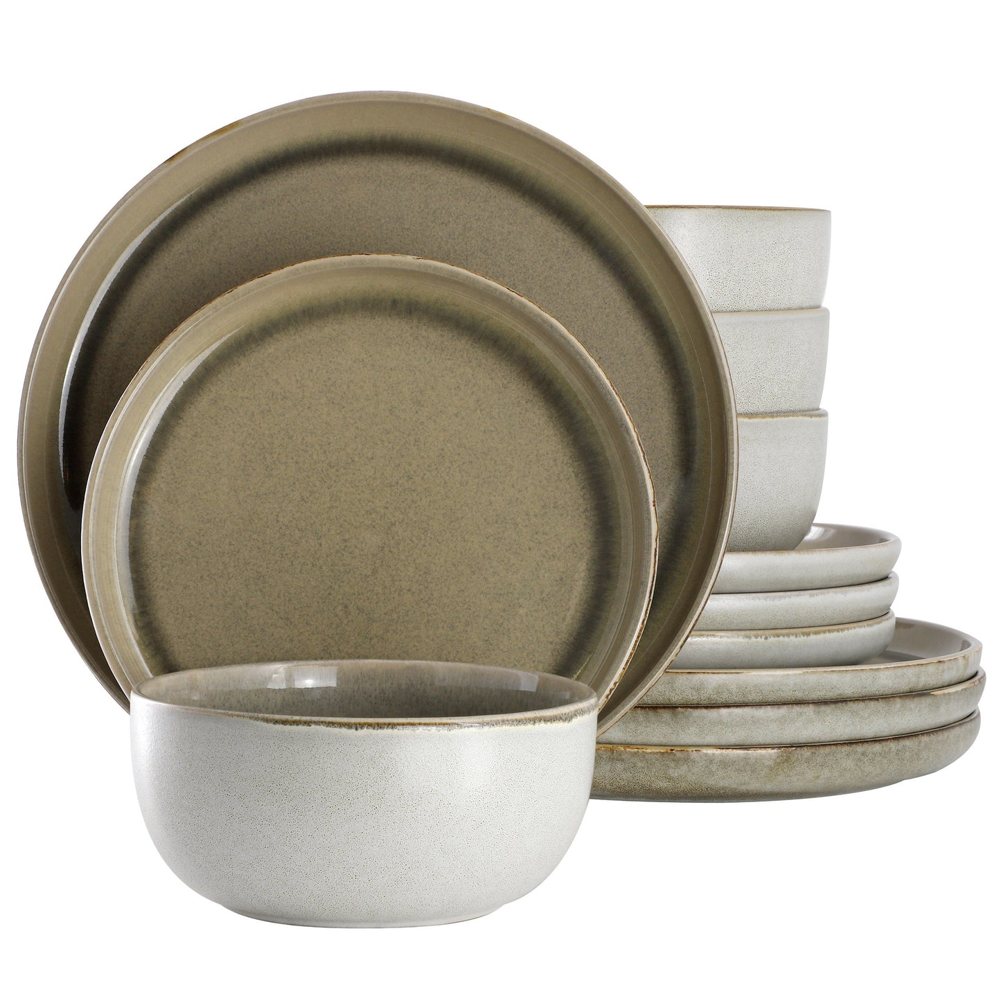 Gibson Home Earnestville 12 Piece Stoneware Dinnerware Set in Beige W2B