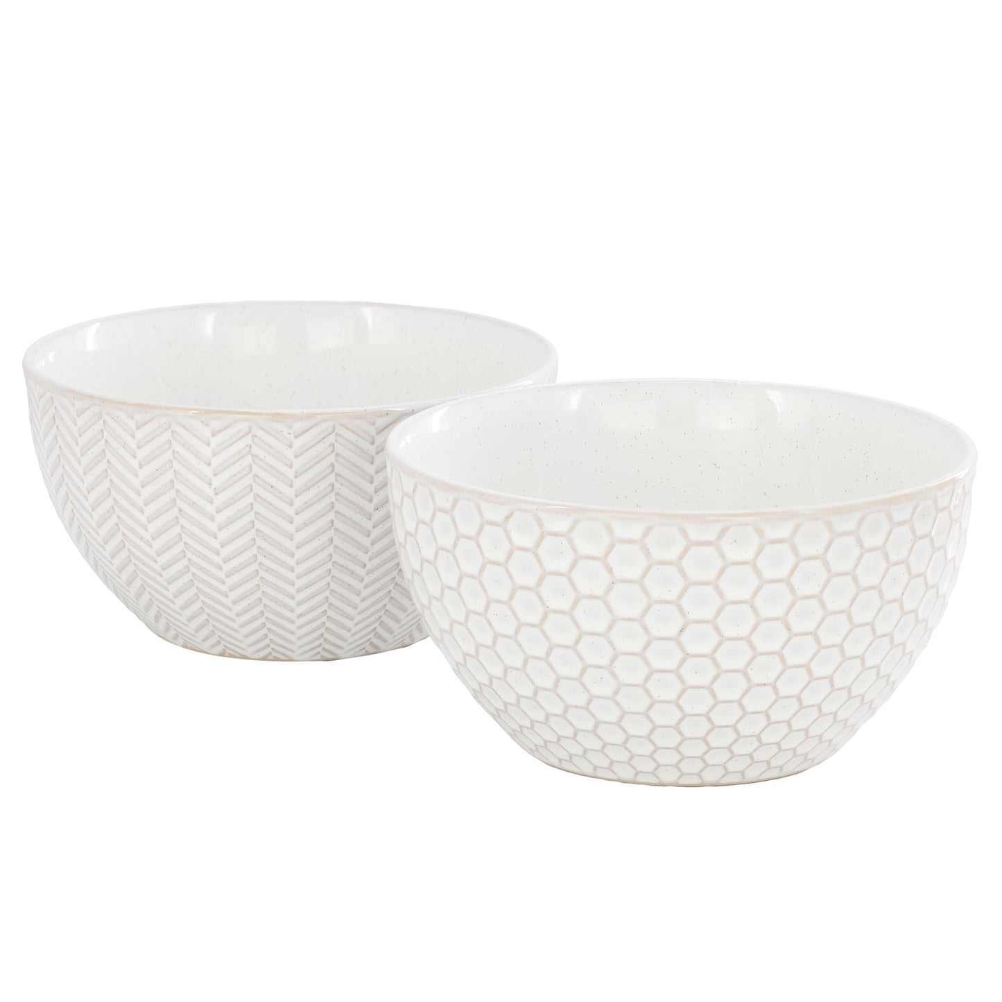 Gibson Elite Earlhart 2 Piece 6 Inch Ribbed Stoneware Cereal Bowl Set in White W2B