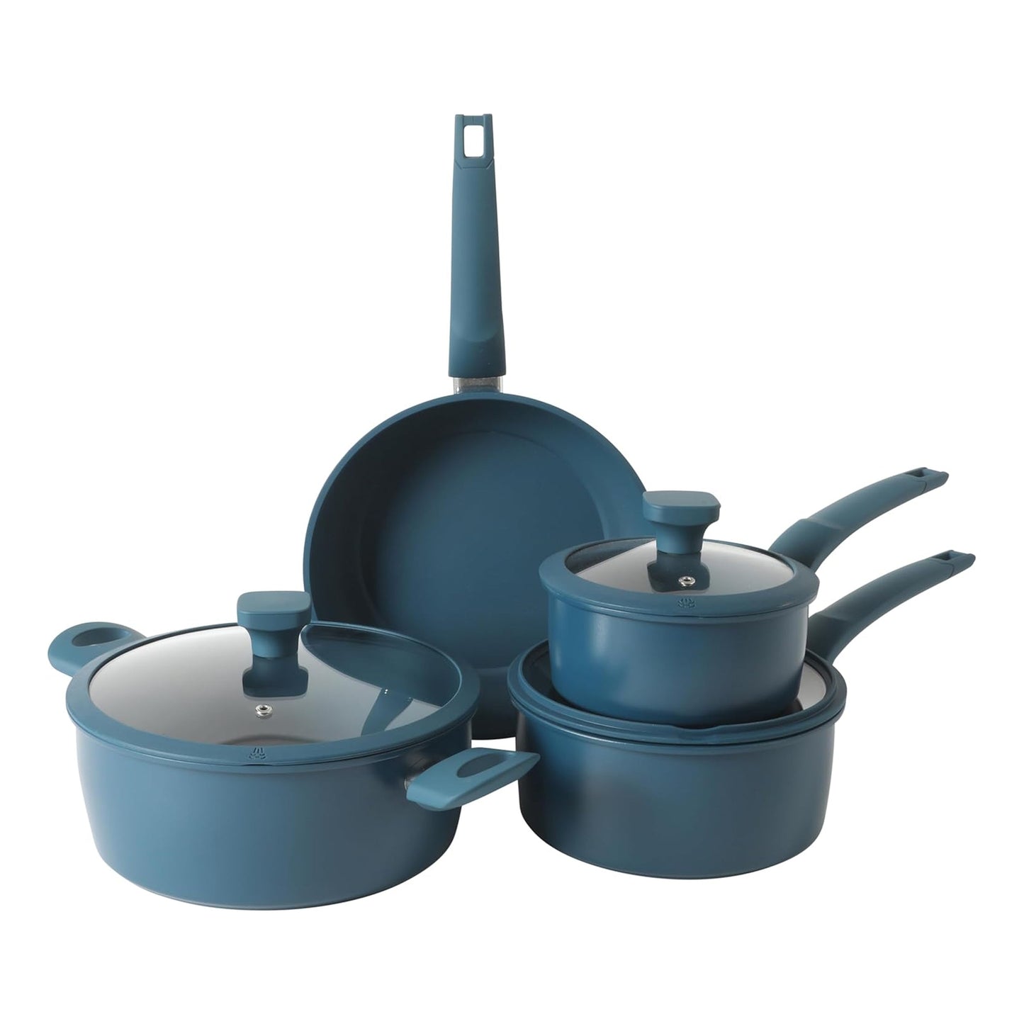 Gibson Home Helensburgh 7 Piece Nonstick Carbon Steel Cookware Set in Blue W2B