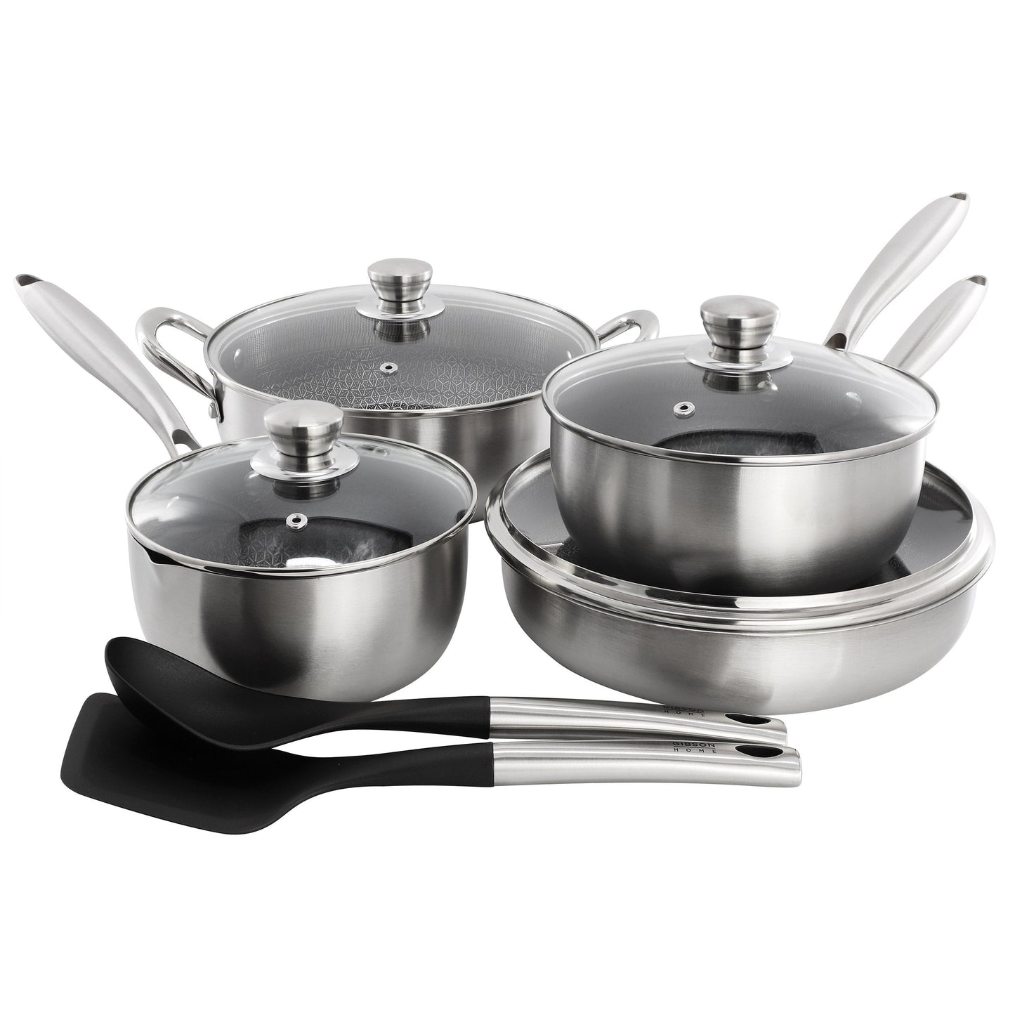 Gibson Home Elsenborn 10 Piece Hybrid Nonstick Stainless Steel Cookware Set W2B