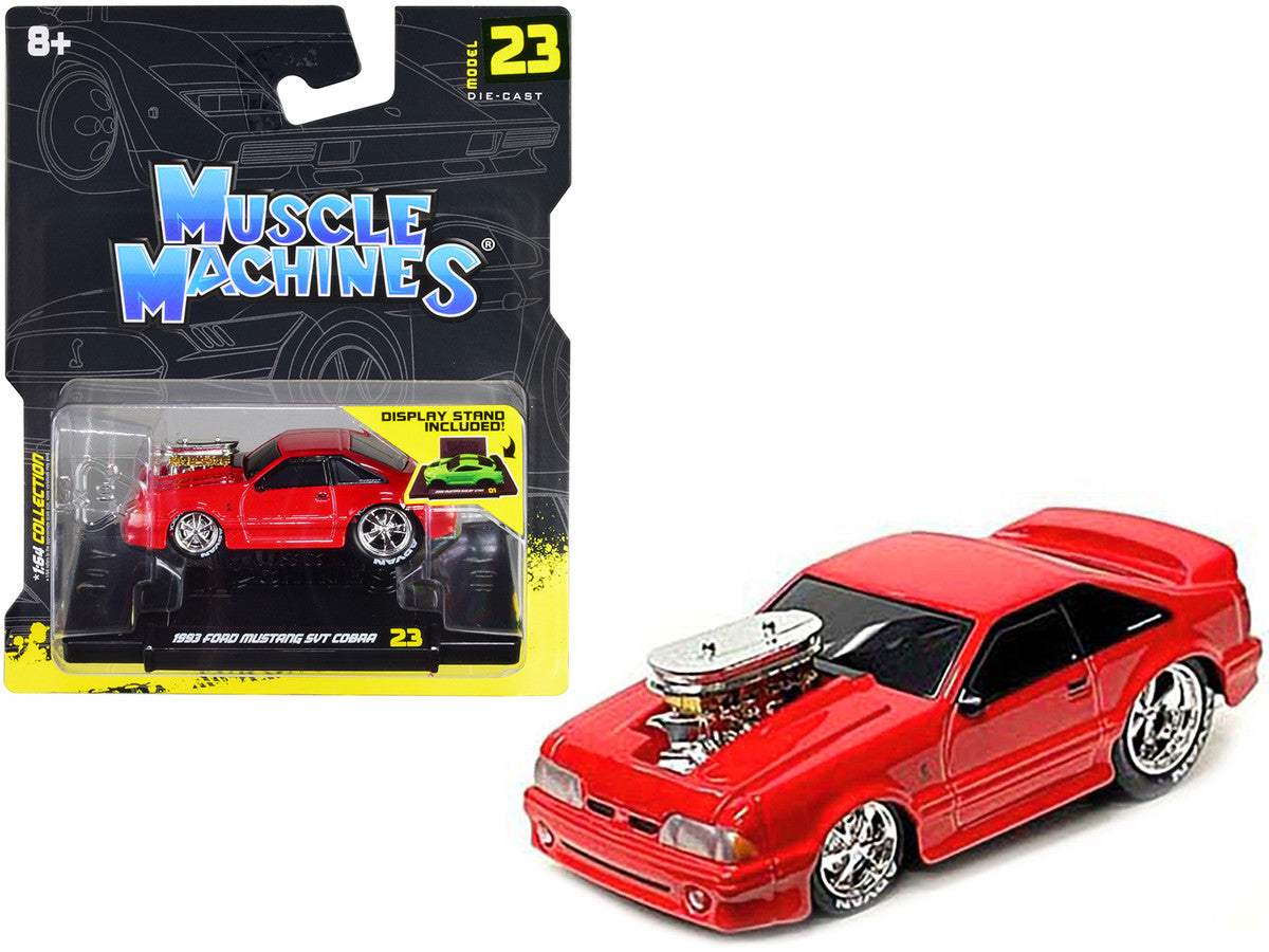 1993 Ford Mustang SVT Cobra Red 1/64 Diecast Model Car by Muscle Machines Muscle Machines