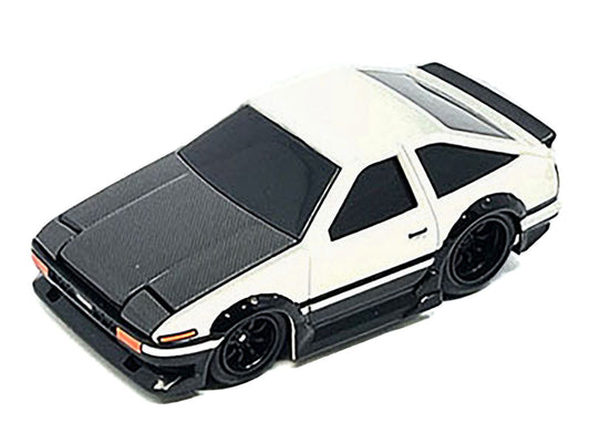 1983 Toyota Sprinter Trueno (AE86) White with Carbon Hood 1/64 Diecast Model Car by Muscle Machines-1