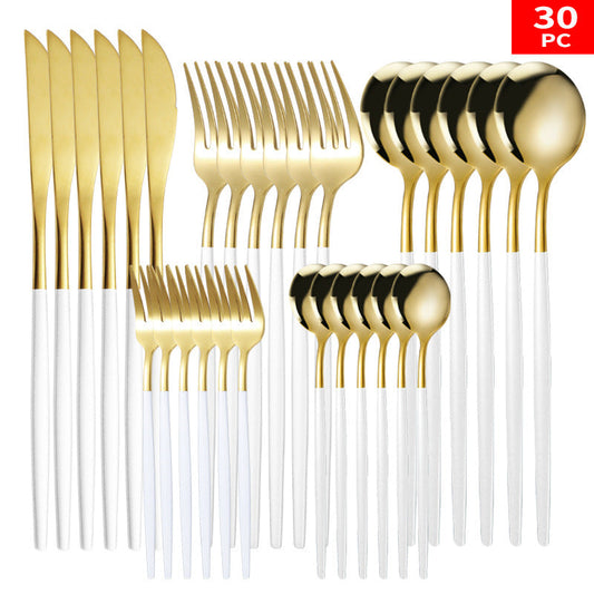 Stainless Steel Knife And Forks 30-piece Tableware Set Suit LadyShow.Store