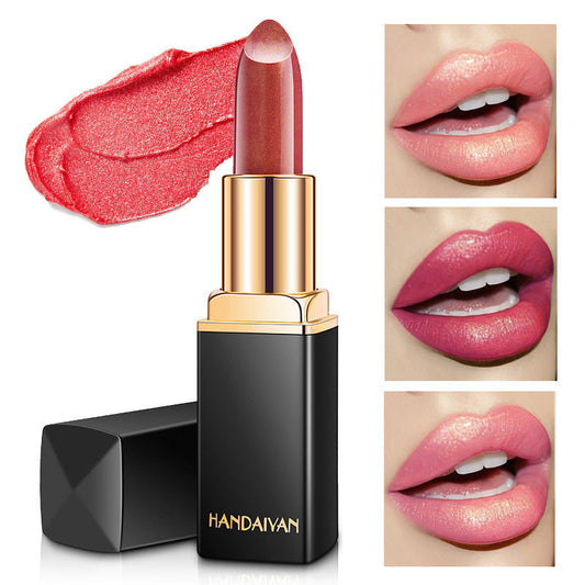 Shiny Metallic Lipstick Pearlescent Color Temperature Change Lipstick Gilt Lipstick LadyShow.Store