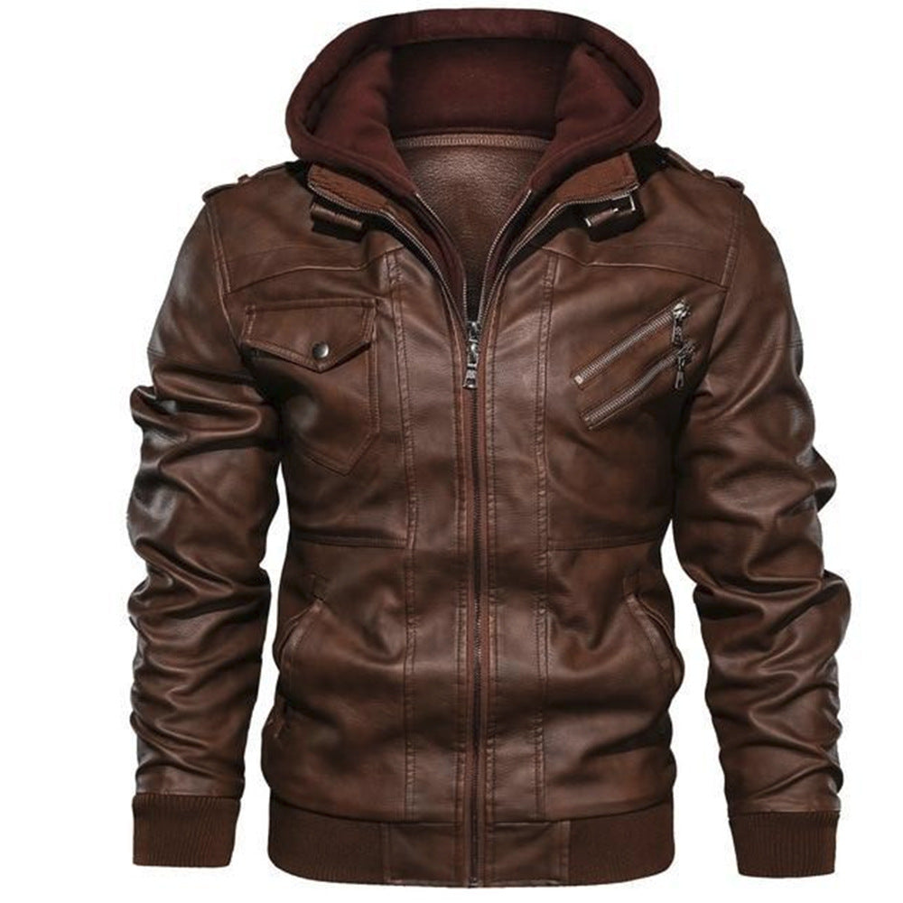 Men'S Jacket Coat Leather Pu Removable C Ap LadyShow.Store