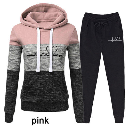 Casual Tracksuit Women Two Piece Set Suit Female Hoodies Accent Plus