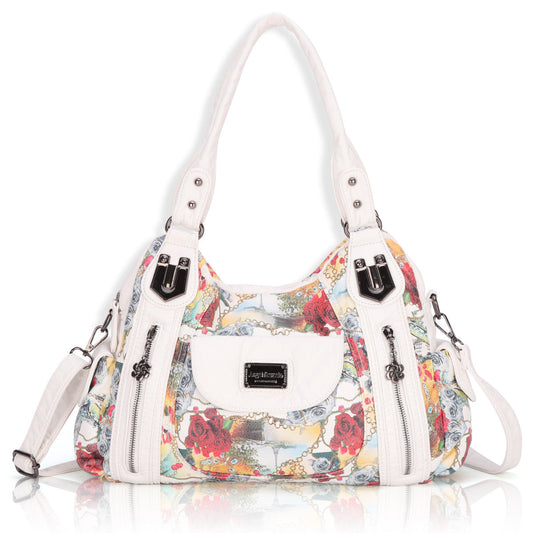 Women's PU Leather Printed Shoulder Bag - Fashion Dumpling Style Crossbody Messenger Purse (Soft Textured, Polyester Cotton Lined) LadyShow.Store