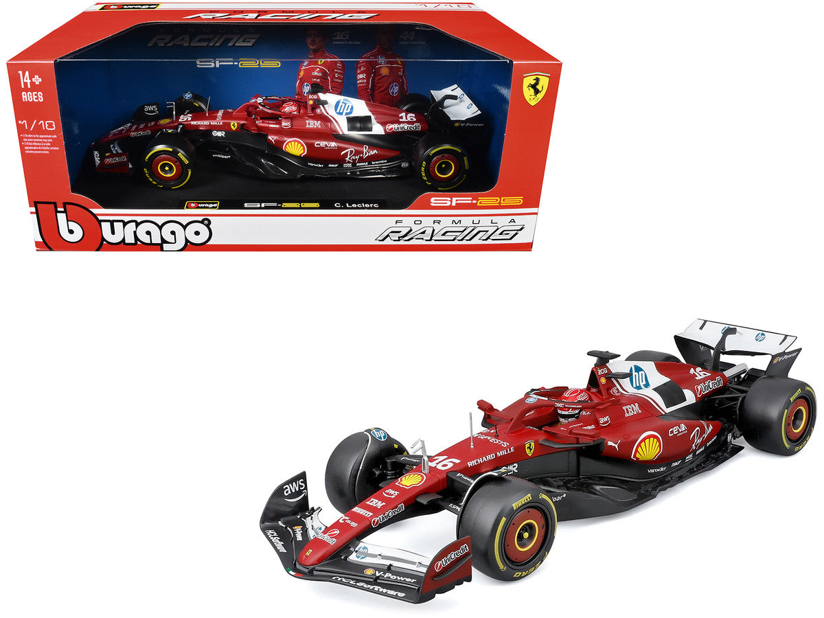 Ferrari SF-25 #16 Charles Leclerc Formula One F1 World Championship (2025) "Formula Racing" Series 1/18 Diecast Model Car by Bburago Bburago