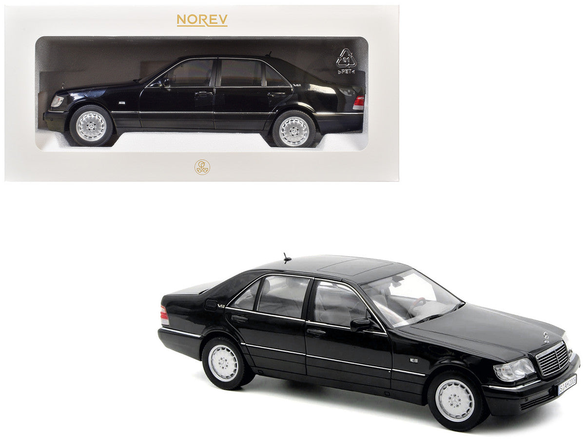 1997 Mercedes-Benz S600 Obsidian Black Metallic 1/18 Diecast Model Car by Norev-4