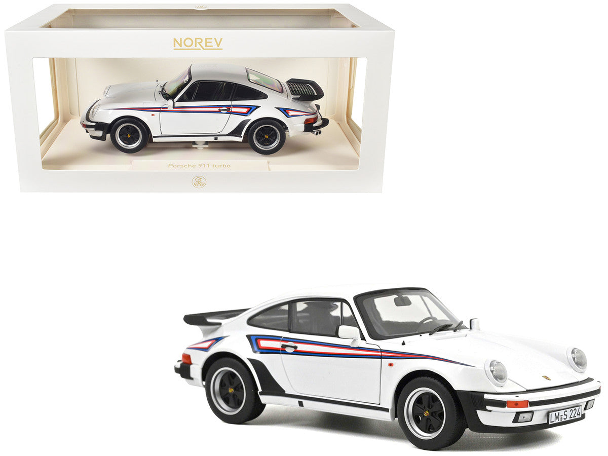 1980 Porsche 911 Turbo 3.3 White with Blue and Red Graphics 1/18 Diecast Model Car by Norev-4
