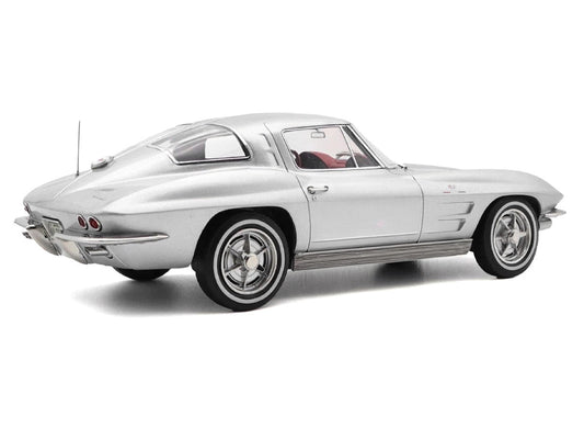 1963 Chevrolet Corvette Sting Ray Sebring Silver Metallic with Red Interior 1/18 Diecast Model Car by Norev Norev