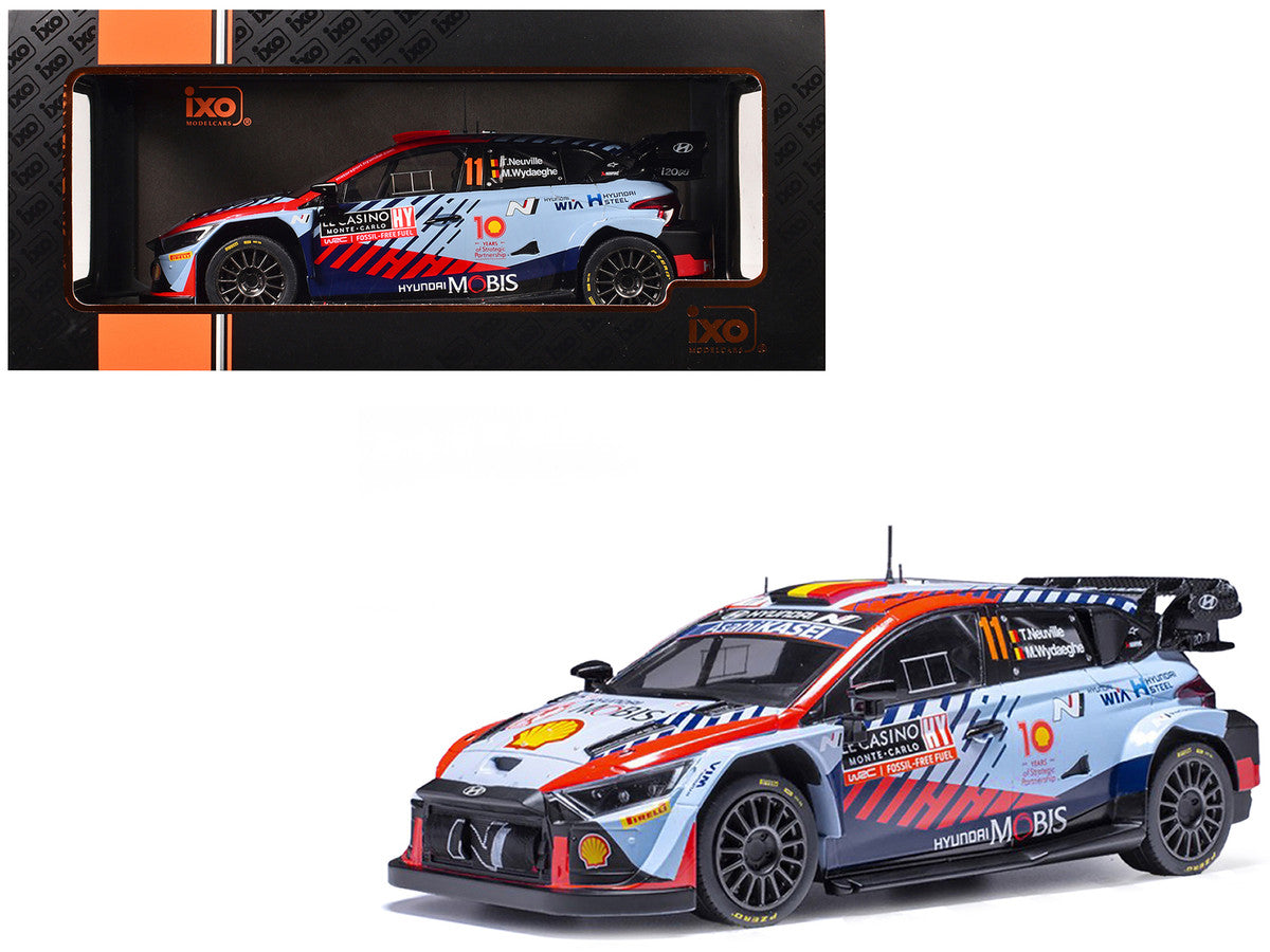 Hyundai i20 N Rally1 #11 Thierry Neuville - Martijn Wydaeghe Winner "Rallye Monte-Carlo" (2024) 1/18 Diecast Model Car by IXO Models-2