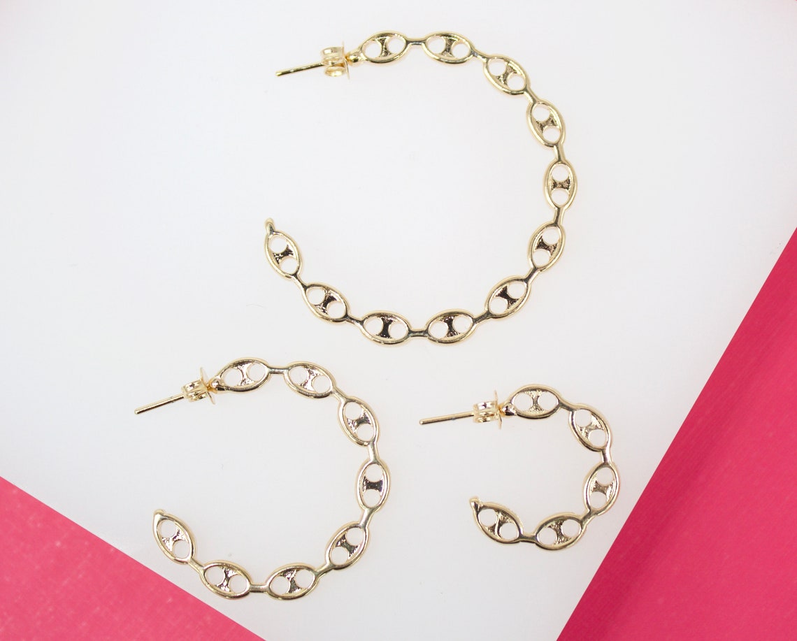18K Gold Filled Mariner Style Open Hoop Earrings (K231, 232, 233) MIA Jewelry
