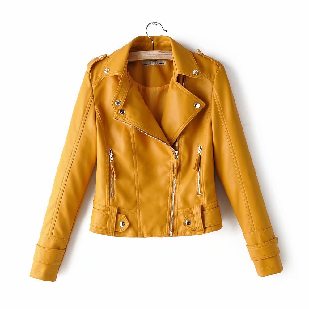 Women's Faux Leather Motorcycle Jacket - Short PU Biker Style Jacket for Women LadyShow.Store