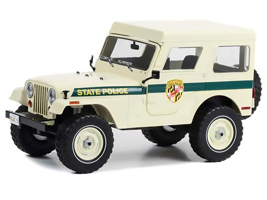 1983 Jeep CJ-5 Hardtop "Maryland State Police" Beige with Green Stripes "Artisan Collection" Series 1/18 Diecast Model Car by Greenlight Greenlight