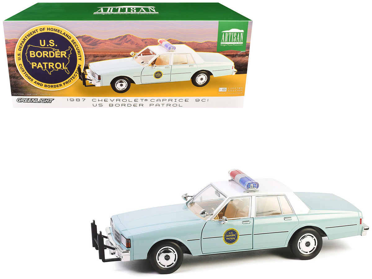 1987 Chevrolet Caprice 9C1 "US Border Patrol" Light Green with White Top "Artisan Collection" 1/18 Diecast Model Car by Greenlight Greenlight