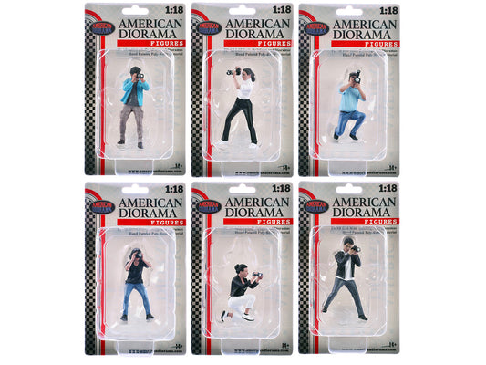 "Photographers" 6 piece Figure Set for 1/18 Scale Models by American Diorama-1