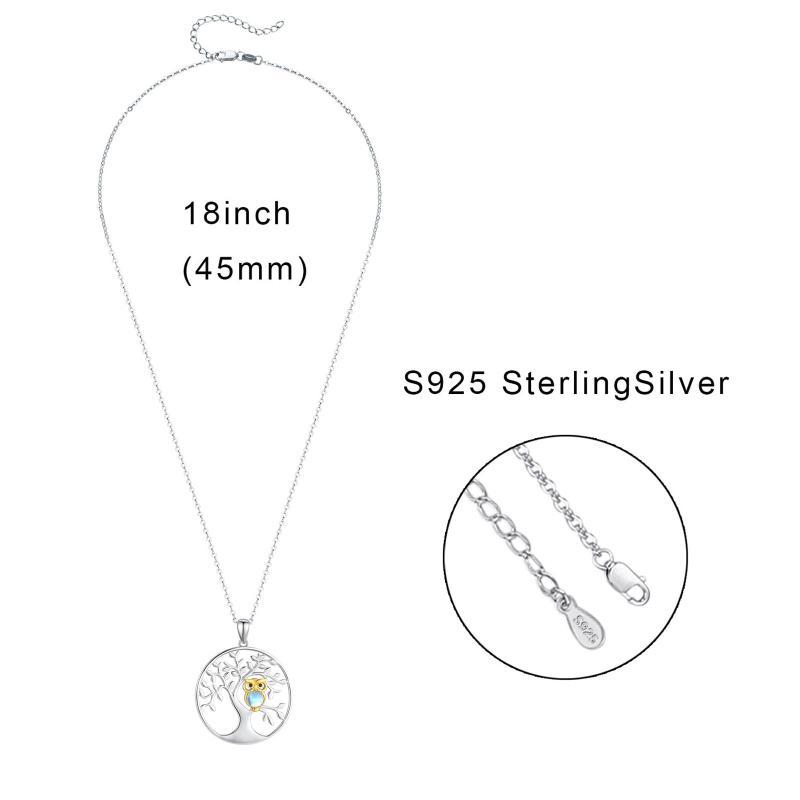 Tree of Life with Moonstone Owl Clearance Pendant Necklace in 925 Sterling Silver LadyShow.Store