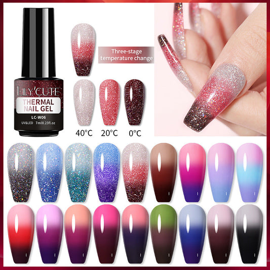 Temperature Change Glitter UV Polish Three-section Color Change LadyShow.Store
