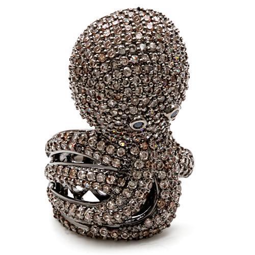 1W080 - Ruthenium Brass Ring with AAA Grade CZ in Multi Color-1